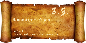 Bamberger Zobor névjegykártya